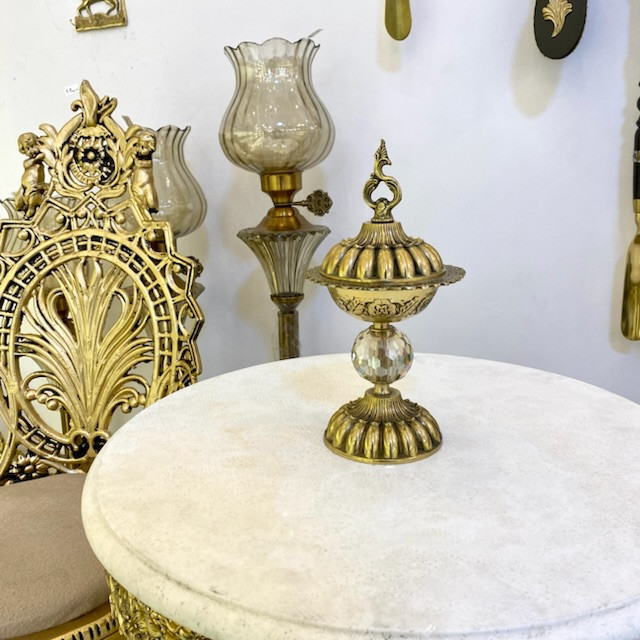 قندان آناناسی پایه کریستال برنجی لوکس و پذیرایی متالوکس