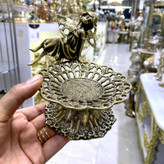 پیاله هفت سین مدل فرشته برنجی هندی لوکس با فیگور برجسته فرشته، لبههای منقش و صقلکاری زرین متالوکس