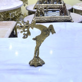 دکوری برنجی مدل گوزن هندی لوکس و ظریف با شاخهای شاخهدار پرجزئیات، پرداخت آینهای و صقلکاری زرین متالوکس