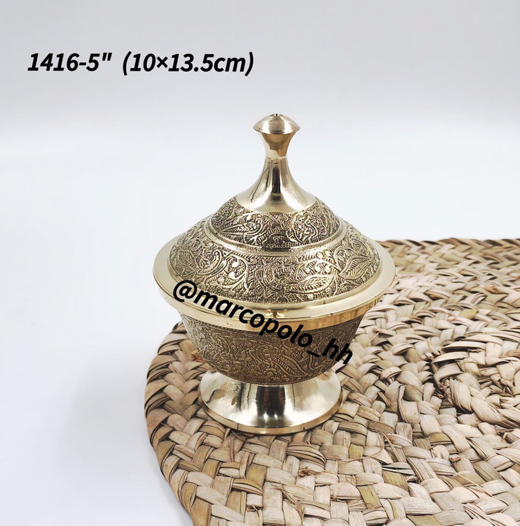 قندان برنجی هندی لوکس و ظریف طرح گل لب ساده متالوکس