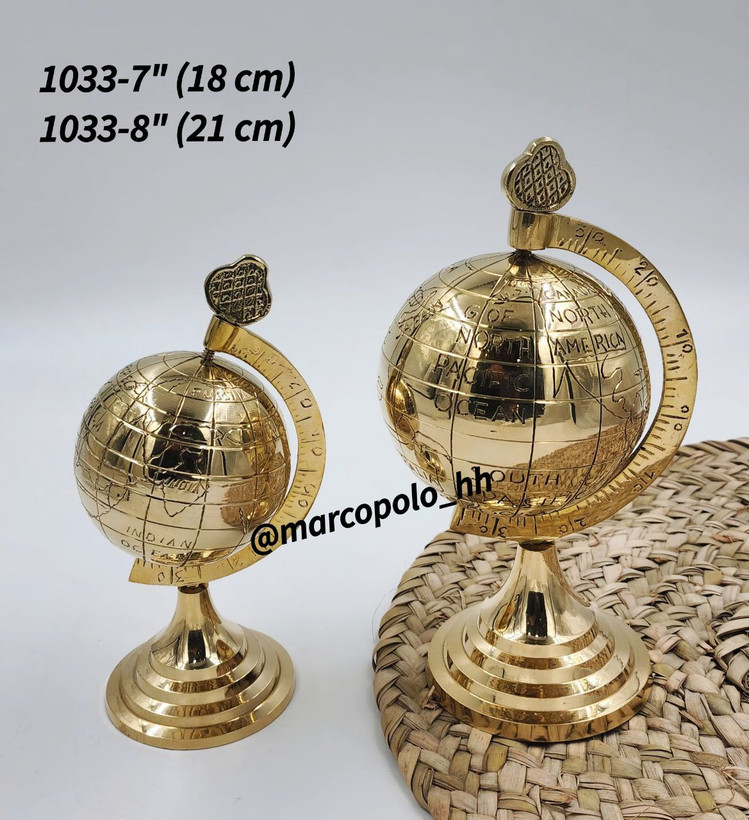 کره زمین برنجی هندی لوکس و دکوری روی پایه برنجی متالوکس