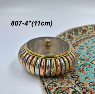 قندان درب شیشه ای سه رنگ برنجی کد 807