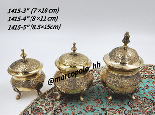 قندان 4پایه طرح طاووس لب ساده در سه سایز مختلف برنجی کد1415