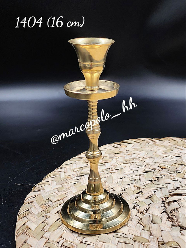 جاشمعی تک شعله فنری برنجی هندی طلایی و براق کد ۱۴۰۴ مناسب دکوراسیون و استفاده مداوم