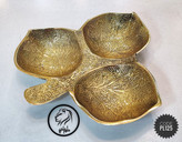 اردوخوری طلایی سه قلو مدل برگی با سایز ۷ اینچ از مجموعه ظروف پذیرایی لوکس متالوکس مشهد
