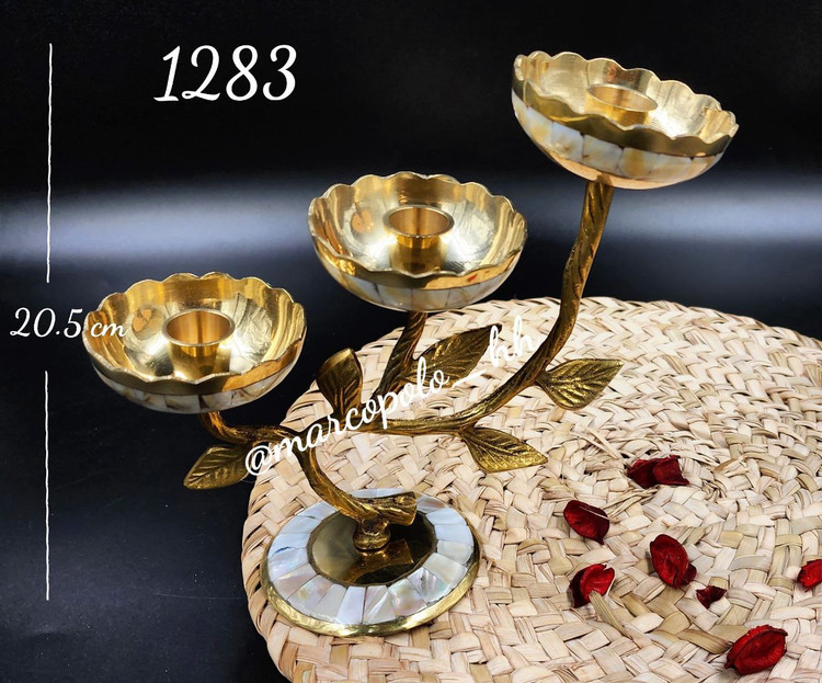 شمعدان سه شعله برنزی دکوری و لوکس کد 1283 ساخت متالوکس مشهد