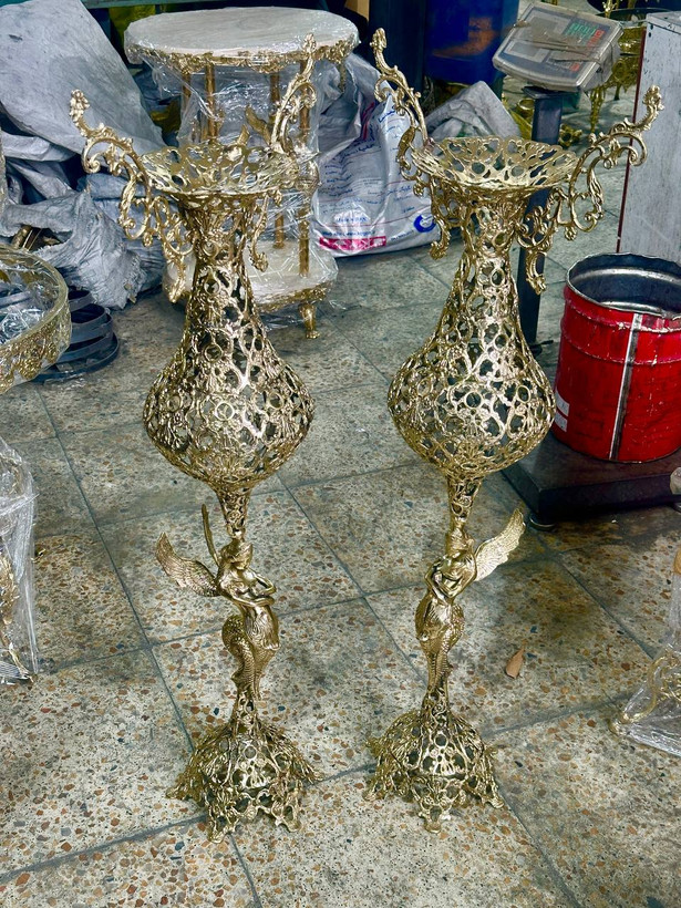 گلدان برنجی بزرگ طرح شاه ملائکه لوکس و پرکار متالوکس