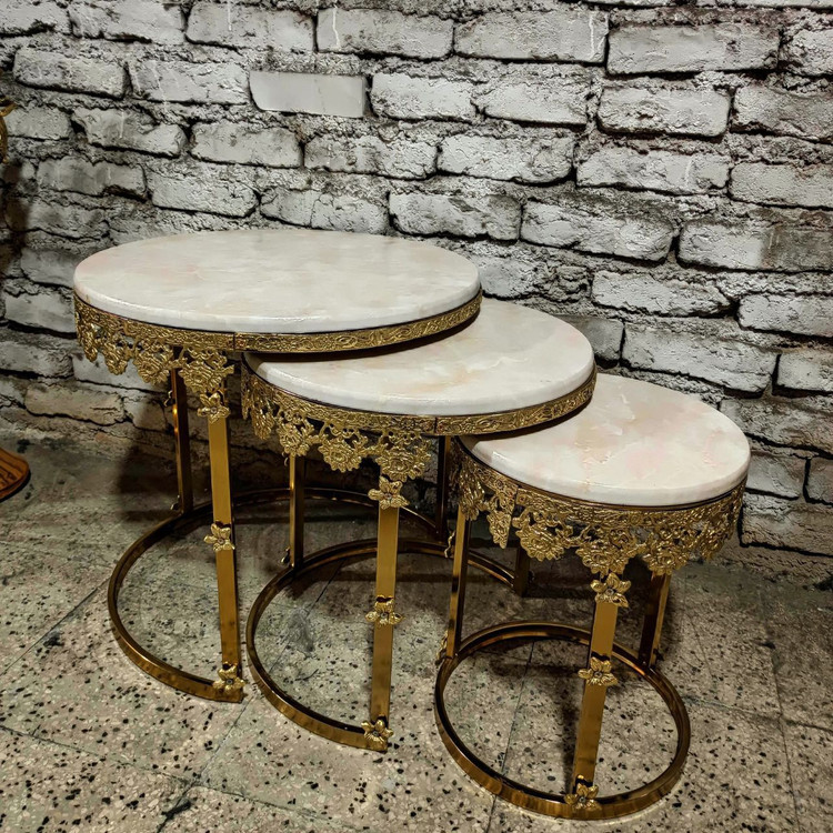 ست میز عسلی سه تیکه برنجی لوکس در بازرگانی نداف