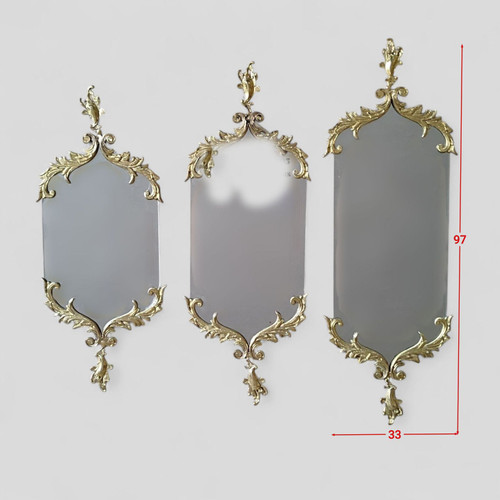 آینه دیوار کوب 3 عددی برنجی