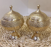قندان برنجی پایه دار با طرح طاووس، سایز ۴ اینچ، لوکس و دکوراتیو