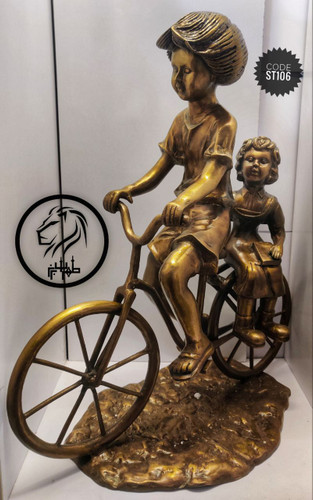 مجسمه خواهر و برادر دوچرخه سوار تمام برنز فول