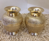 گلدان برنجی مدل جار با طرح برجسته طاووس سایز کوچک ۶ اینچ (تکی)