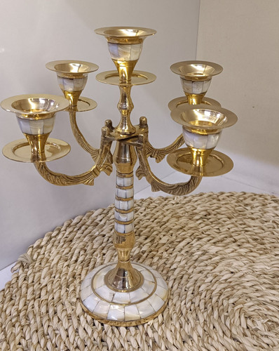 جاشمعی پنج شعله صدفکاری بصورت تکی