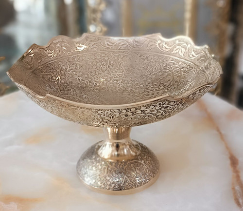 آجیل خوری مربعی طرح طاووس لبه طرح دار 10 اینچ