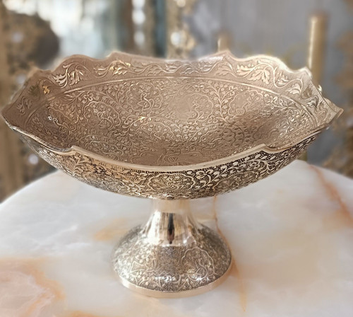 میوه خوری مربعی طرح طاووس لبه طرح دار 12 اینچ