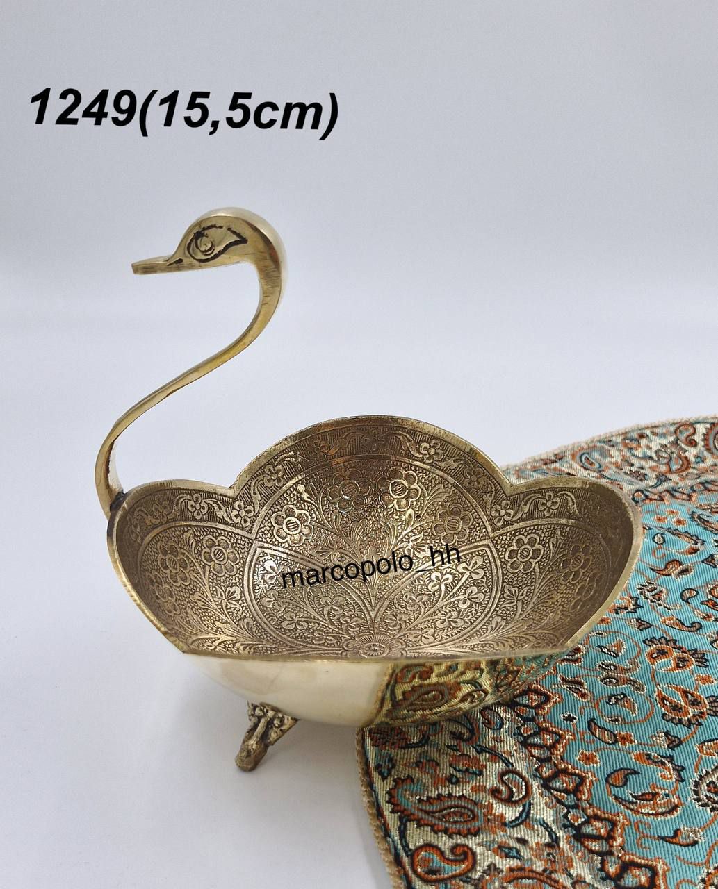 آجیل خوری برنجی طرح قو بصورت تکی کد1249