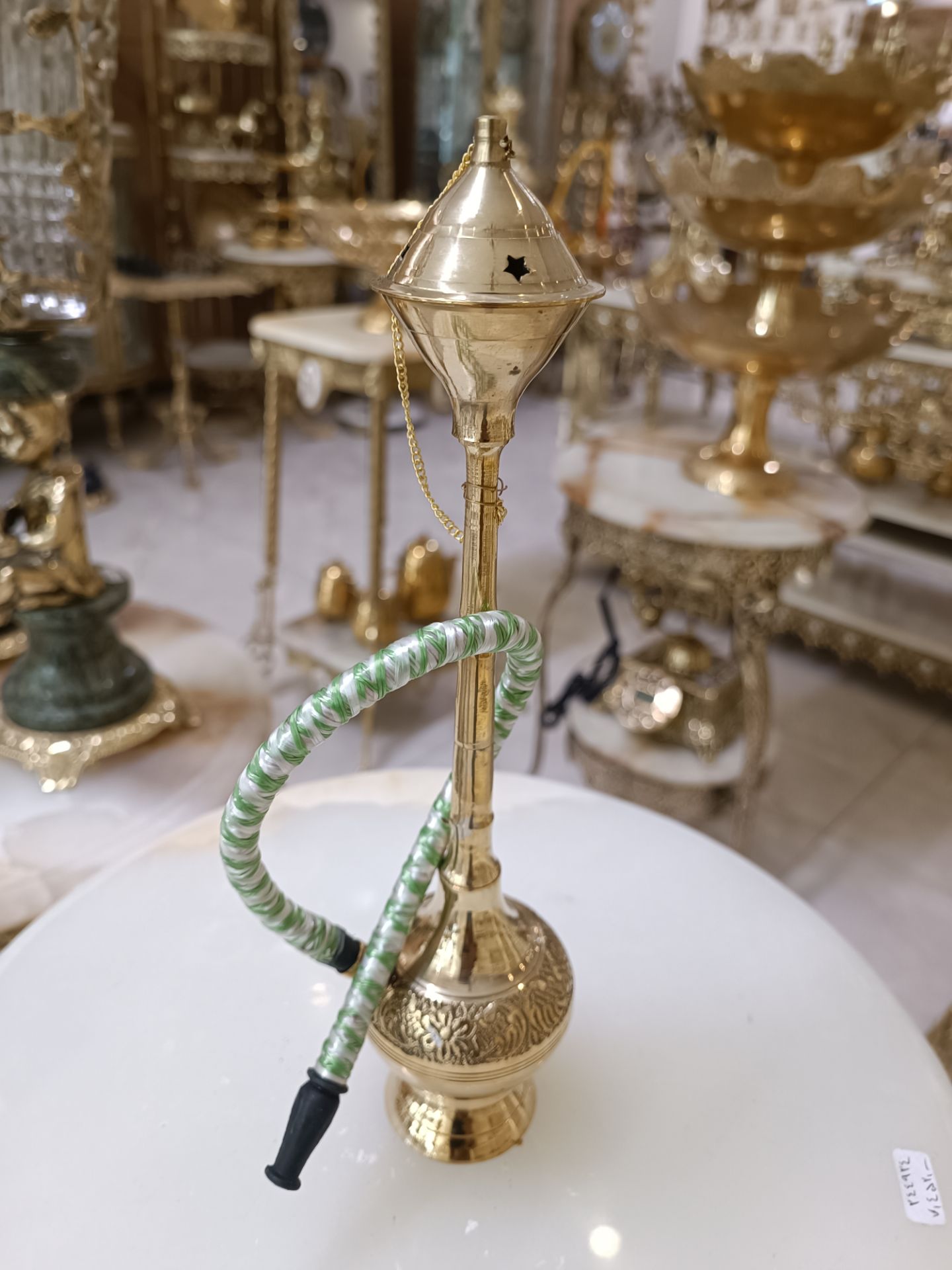 قلیان برنجی سایز بزرگ سلطنتی با نقوش اصیل و درخشش خیرهکننده برند متالوکس