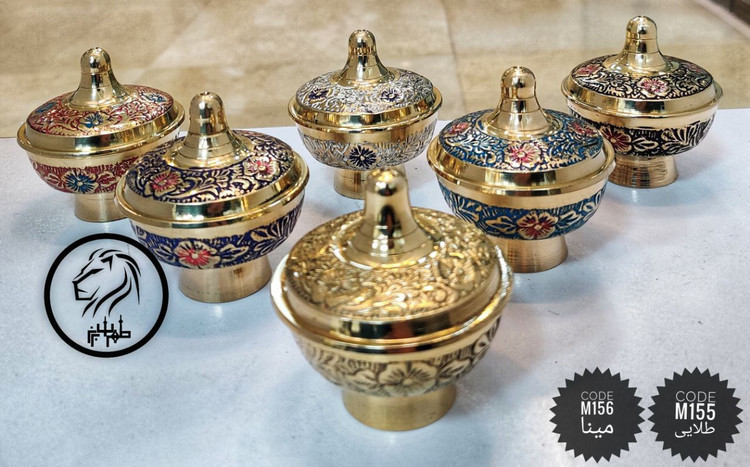 مجموعه ظروف کشمش خوری نقلی برنجی ۳ اینچ در شش رنگ مختلف
