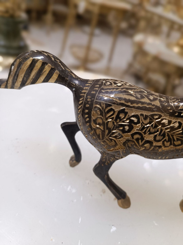 مجسمه اسب برنجی ایستاده ۸ اینچی با جزئیات هنری ساخت پاکستان