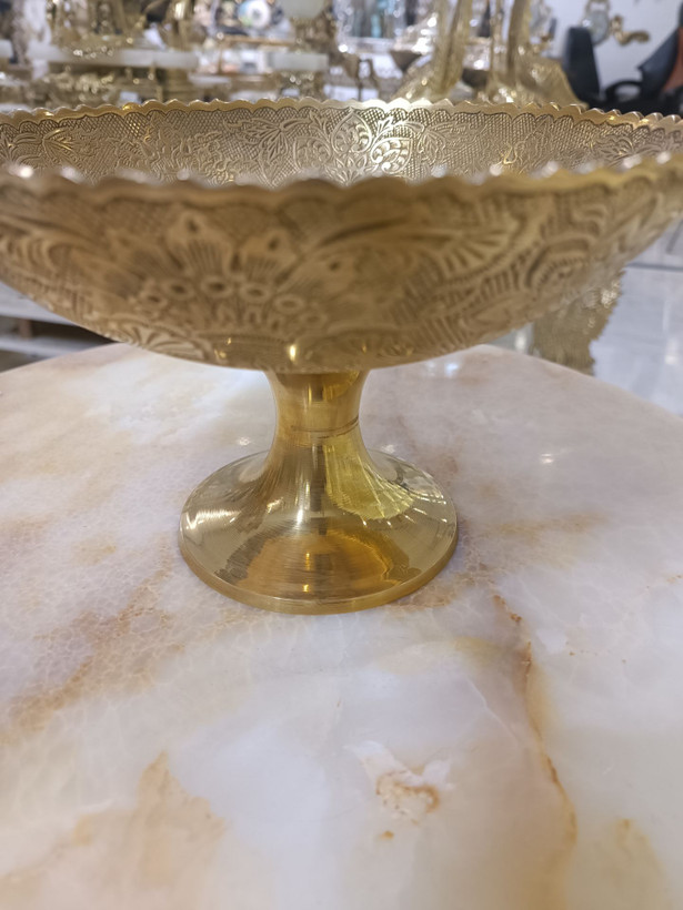 ظرف لب هلال طرح گل برنجی هندی لوکس و هنرمندانه برند متالوکس