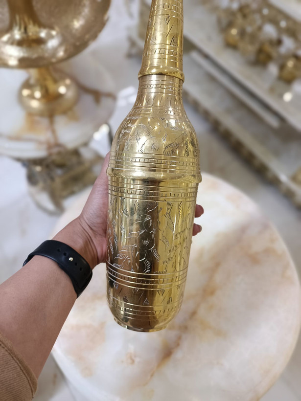 بطری قلم دست برنجی هندی ۱۲ اینچ لوکس و هنرمندانه برند متالوکس