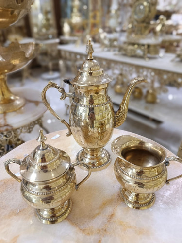 سرويس عصرانه خوري قلم دست (قوري، قندان و شکرپاش)