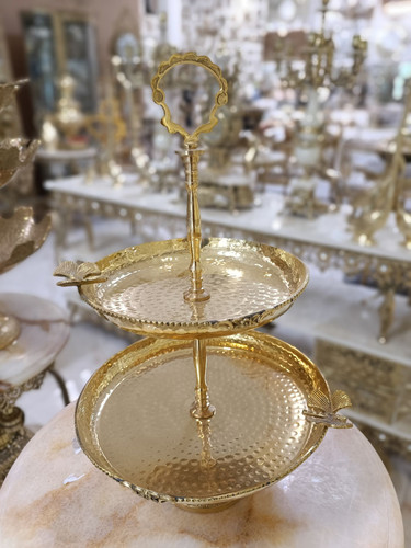 شيريني خوري دوطبقه ورق پروانه دار برنجی