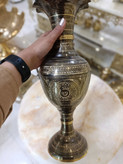 گلدان ۱۶ اینچ کشمیر سیاه قلم برنجی با طراحی ساده و کلاسیک، اکسسوری دکوراتیو لوکس گالری متالوکس.