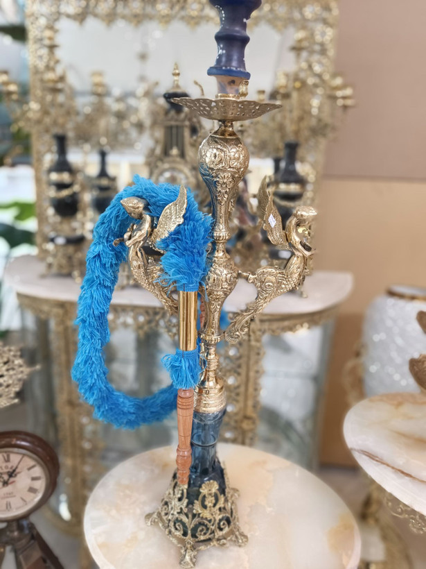 قلیان برنجی طرح دو فرشته با طراحی دکوری لوکس