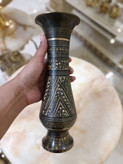 گلدان برنجی بلند ۱۲ اینچی پاکستانی با طراحی ساده و بدنه صیقلی طلایی در فروشگاه متالوکس