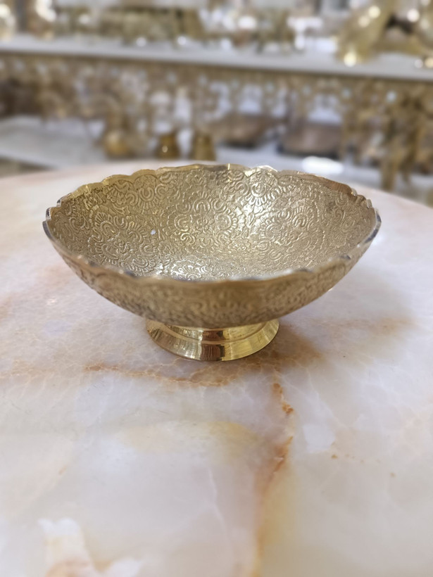 پیاله پایه کوتاه ۵ اینچ طرح گل برنجی برند متالوکس