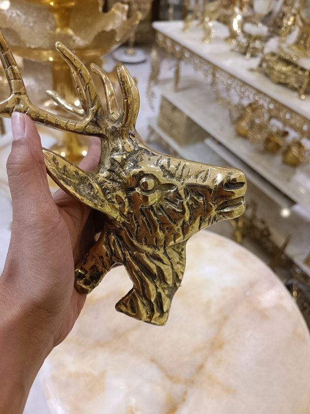 دیوارکوب کله گوزن برنجی لوکس و تزئینی ساخت متالوکس مشهد