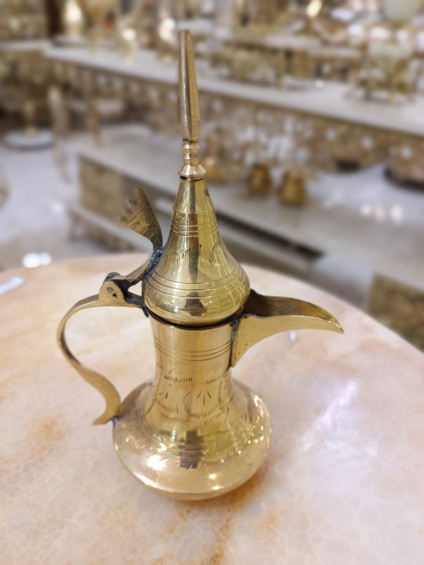 دله عربی قلم دست ۷ اینچ برنجی لوکس ساخت متالوکس مشهد