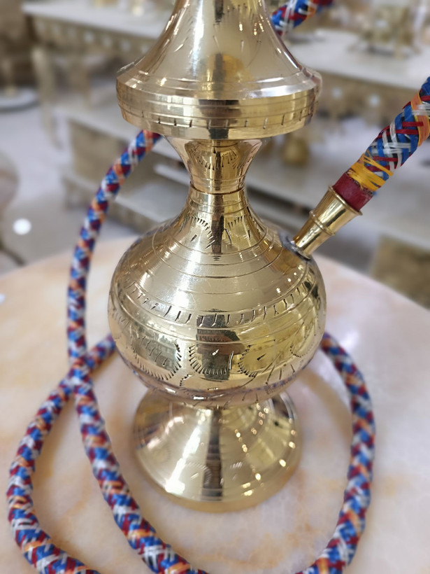 قلیان برنجی قلمزنی شده دستساز سایز ۲۰ اینچ برند متالوکس