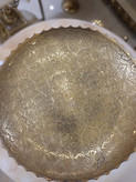 شیرینی خوری برنجی طرح گل خشتی ۱۱ اینچ دکوری لوکس متالوکس