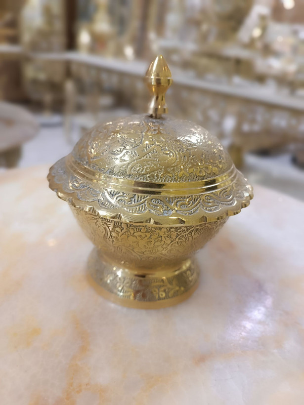 قندان برنجی ۵ اینچ طرح طاووس دیاموند دکوری لوکس متالوکس