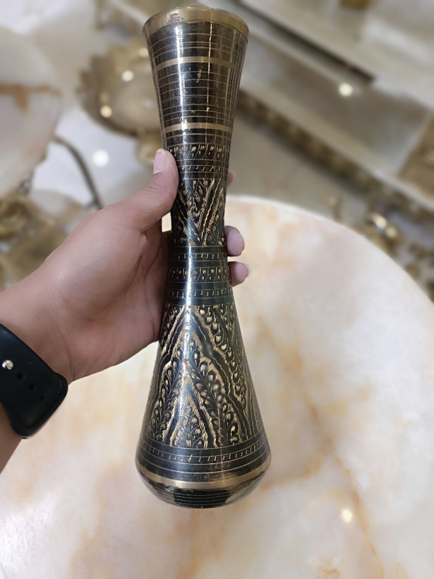 گلدان بوقی ۱۲ اینچ برنجی پاکستانی دکوری لوکس متالوکس