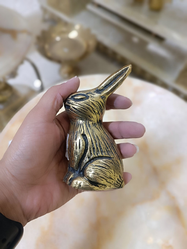 مجسمه برنجی خرگوش ایستاده دکوری لوکس متالوکس