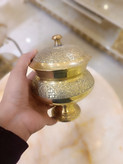 قندان فندقی پایهدار سایز متوسط برنجی متالوکس