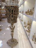 سطل زباله برنجی بزرگ با طرح هنری فرشته و گل رز، اکسسوری لوکس دکوراسیون متالوکس