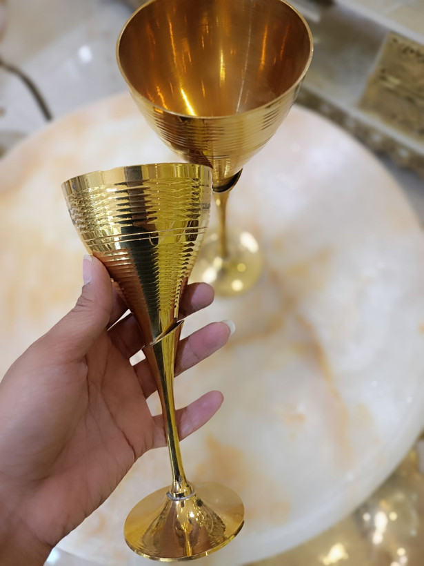 جام سایز بزرگ طرح راه راه برنجی تکی متالوکس