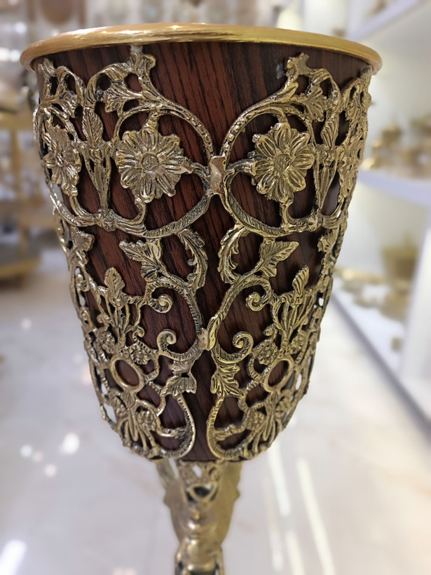 سطل طرح گل فرشته برنجی دکوری لوکس متالوکس