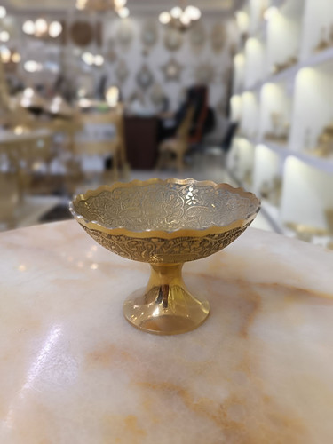 پياله پايه دار دو طوطي برنجی هندی