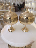 قندان برنزی ۵ اینچ با طراحی رینگ و نقش برجسته طاووس، اثری هنری و لوکس از فروشگاه متالوکس.