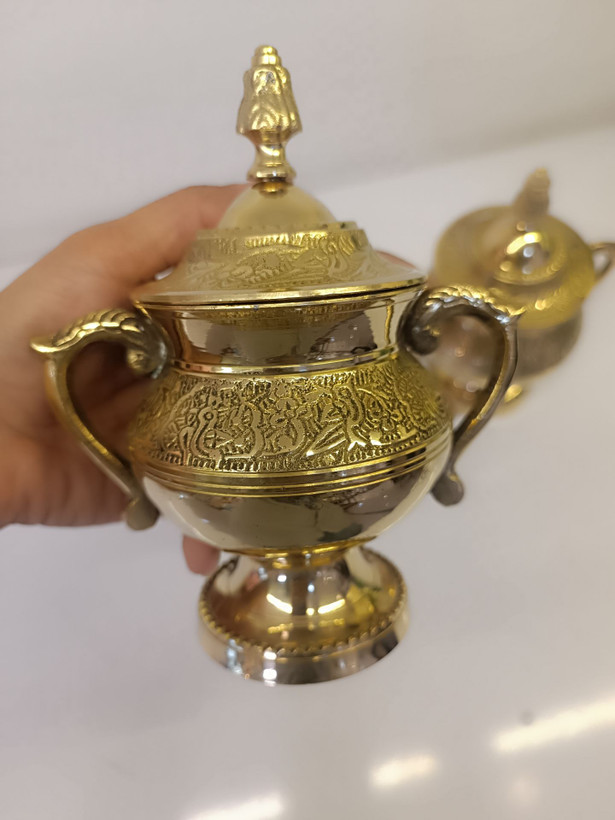 قندان برنجی دستهدار طرح سیمرغ لوکس متالوکس