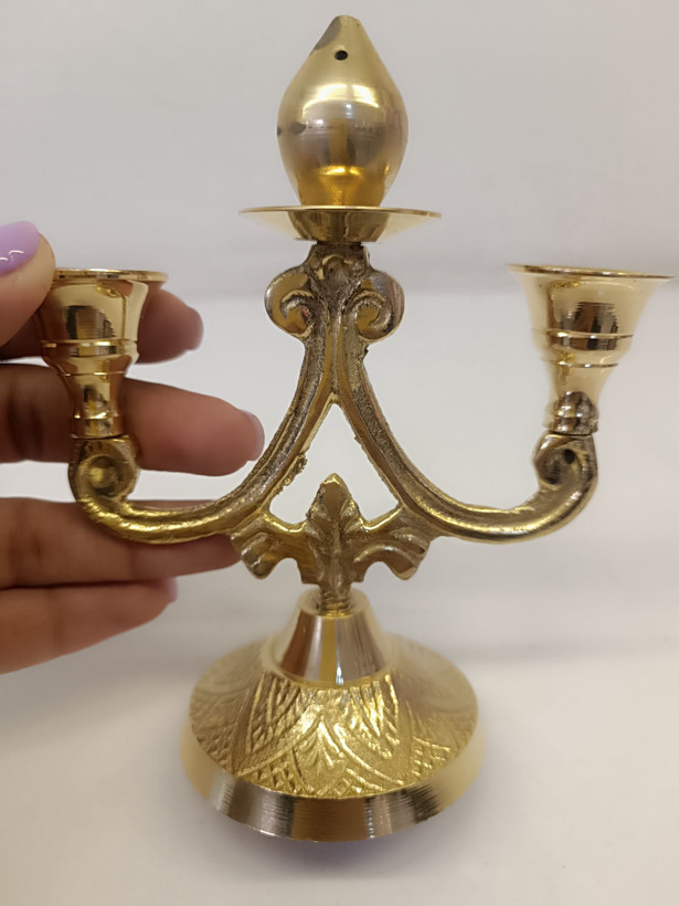 جاشمعی و جاعودی برنجی دوشعله پایه دار، اکسسوری لوکس و کاربردی برند متالوکس