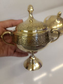 قندان رینگ پایه دار دو بازو برنجی 4 اینچ مناسب پذیرایی لوکس متالوکس