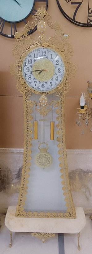 ساعت رومیزی برنجی با پایه سنگی دکوری لوکس متالوکس