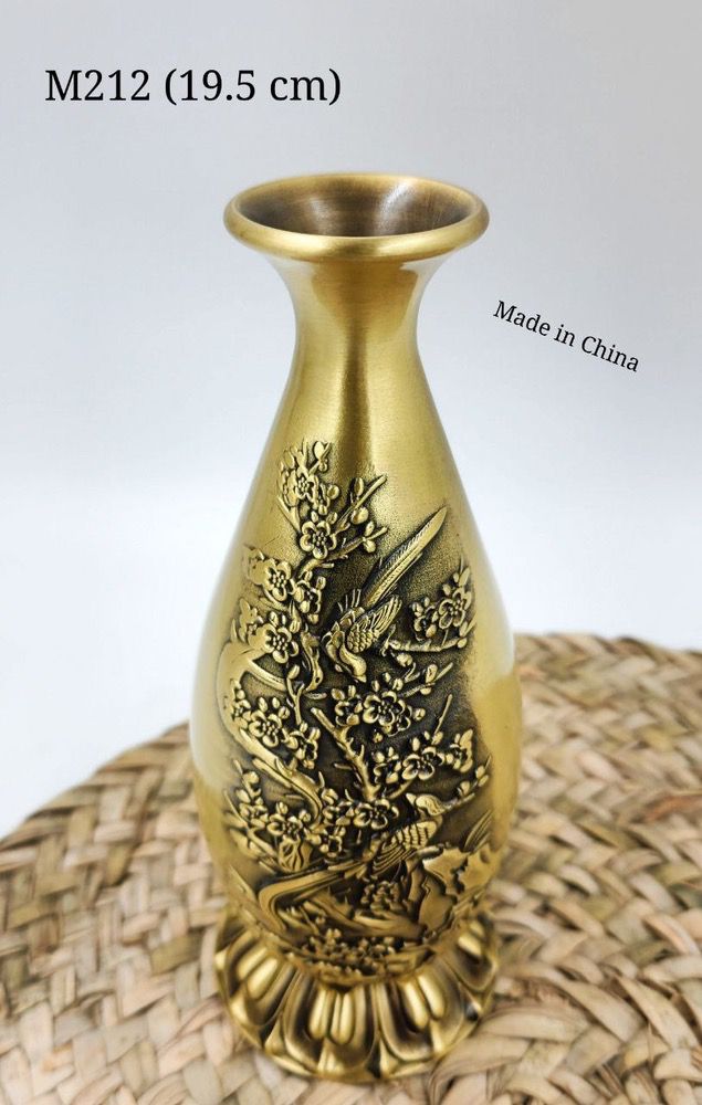 گلدان برنجی طرح گل و مرغ کد212