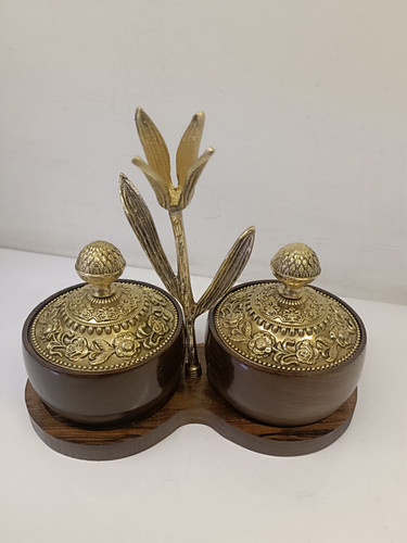 اردوخوری چوبی دوتایی مدل شیدا با طراحی شیک و طبیعی مناسب سرو تنقلات و مزه محصول فروشگاه متالوکس